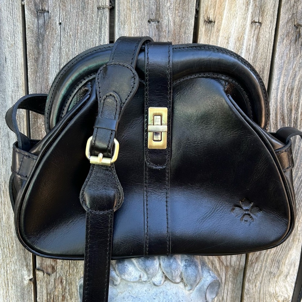 Patricia Nash Florentina Frame Leather Crossbody Bag Black